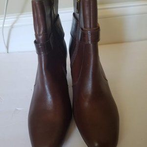 Anne Klein Brown Akgansee Leather Boots/Booties, Size 8.5 M